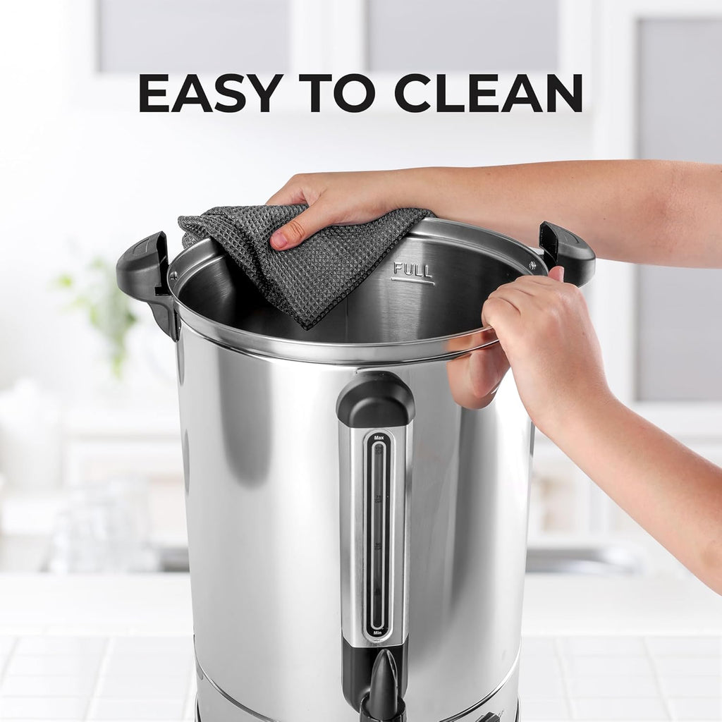 Zulay Kitchen 50-Cup Commercial Coffee Maker - Double-Wall Stainless Steel Percolator for Events & Catering - Silver