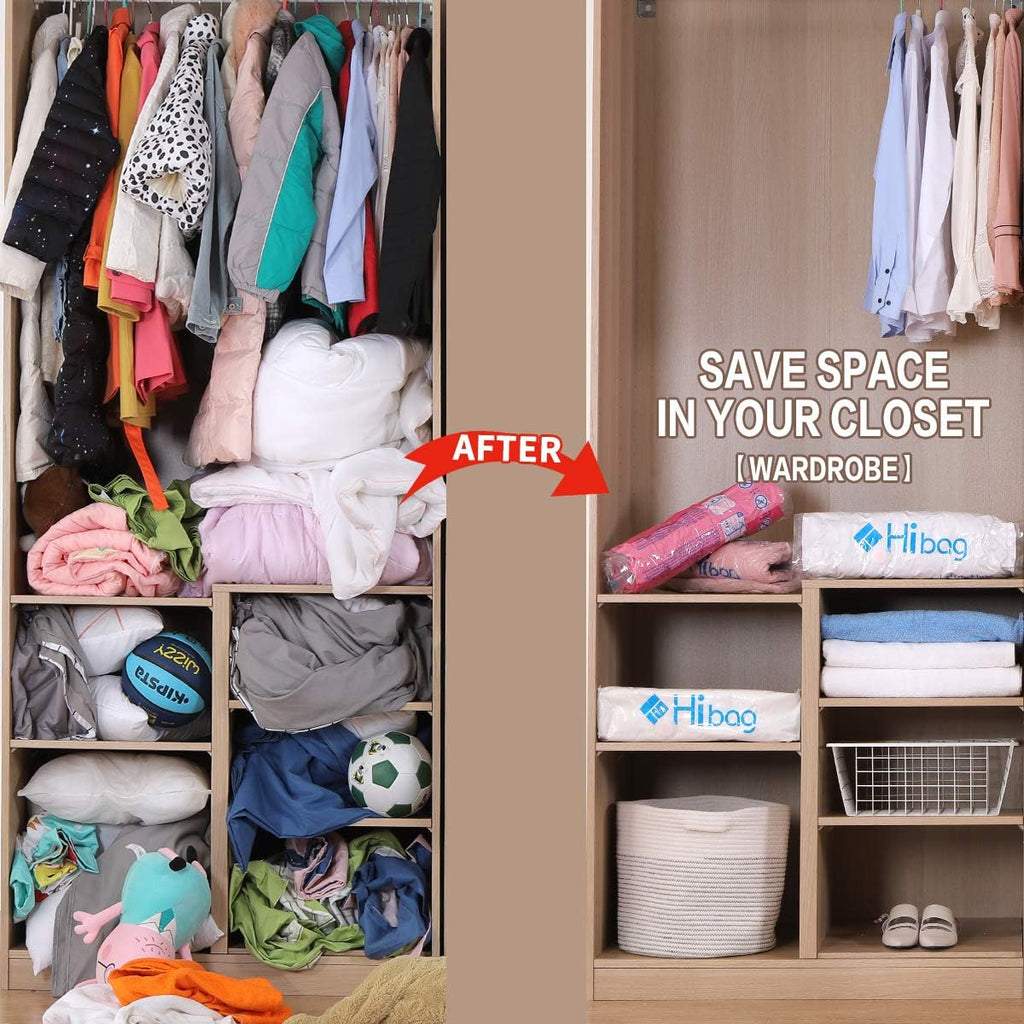 Space Saver Bags | 8 Medium Vacuum Storage Bags for Clothes - Includes Pump for Easy Use