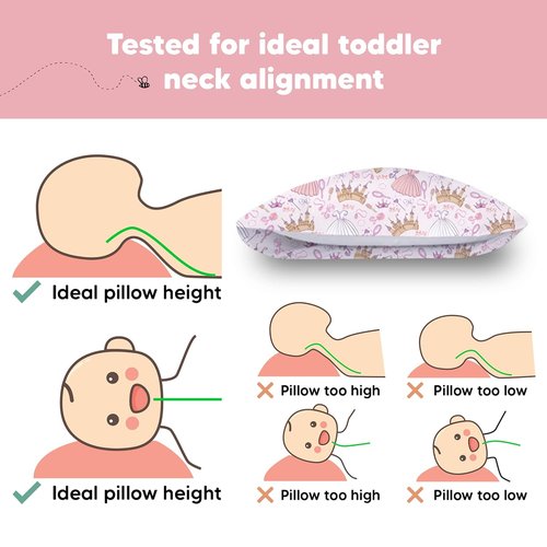 Dear Princess Toddler Pillow - Soft & Breathable Organic Cotton Travel Pillow with Case | 13x18 Inches for Ages 2-5