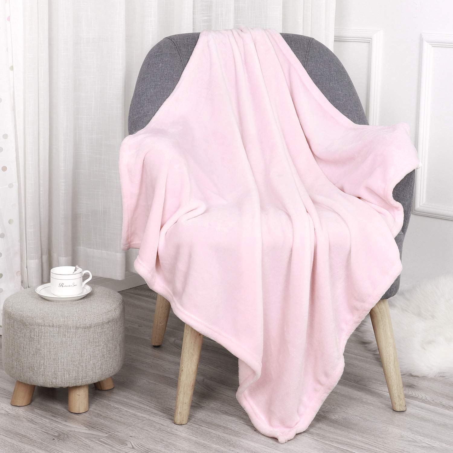 TILLYOU Toddler Flannel Blanket - Cozy Lightweight Baby Blanket for Crib & Stroller | 40x50 Inches, Pink