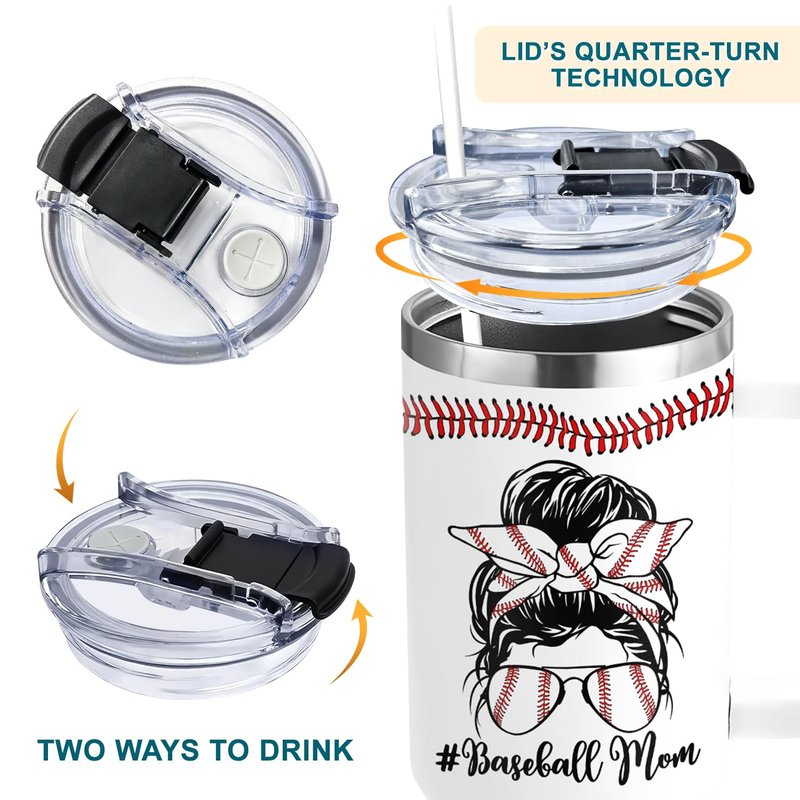AT2Z GLOBAL Baseball Mom Gifts - Perfect for Moms from Kids, Friends - Birthday & Christmas - 40oz Tumbler with Handle
