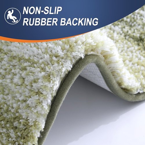 **OLANLY Extra Soft Microfiber Bathroom Runner Rug - 44x24, Quick Dry, Washable, Dark Green**