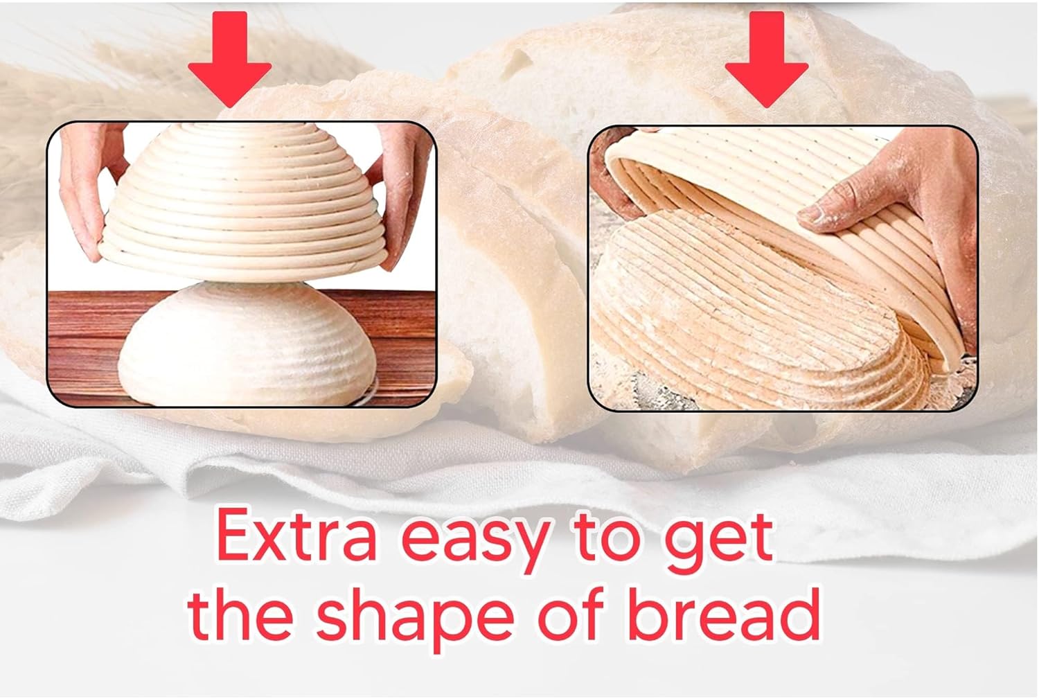 Skiennix 9-Inch Round Bread Banneton Proofing Basket Set - Perfect for Sourdough & Artisanal Baking | 2 Pack