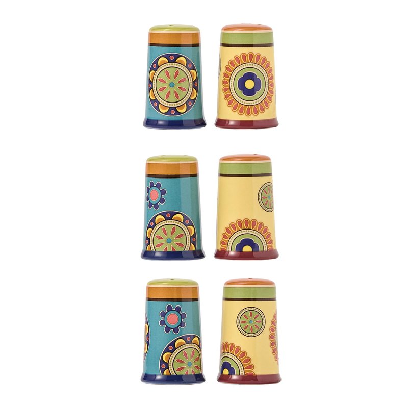 Bico Tunisian Ceramic Salt & Pepper Shaker Set, for Kitchen or Decor, Dishwasher Safe