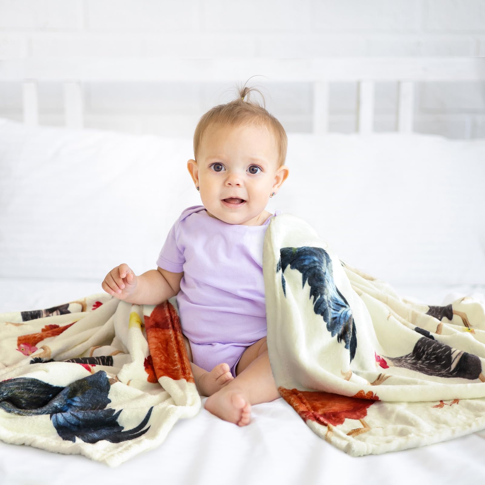 AISDE Chicken Gifts for Women, Cute Chicken Blanket for Adults, Soft Fuzzy Plush Throw Blanket, Chickens Decor with Rooster Design, Valentine’s Day Gifts White Elephant, 50 x 60 Inches