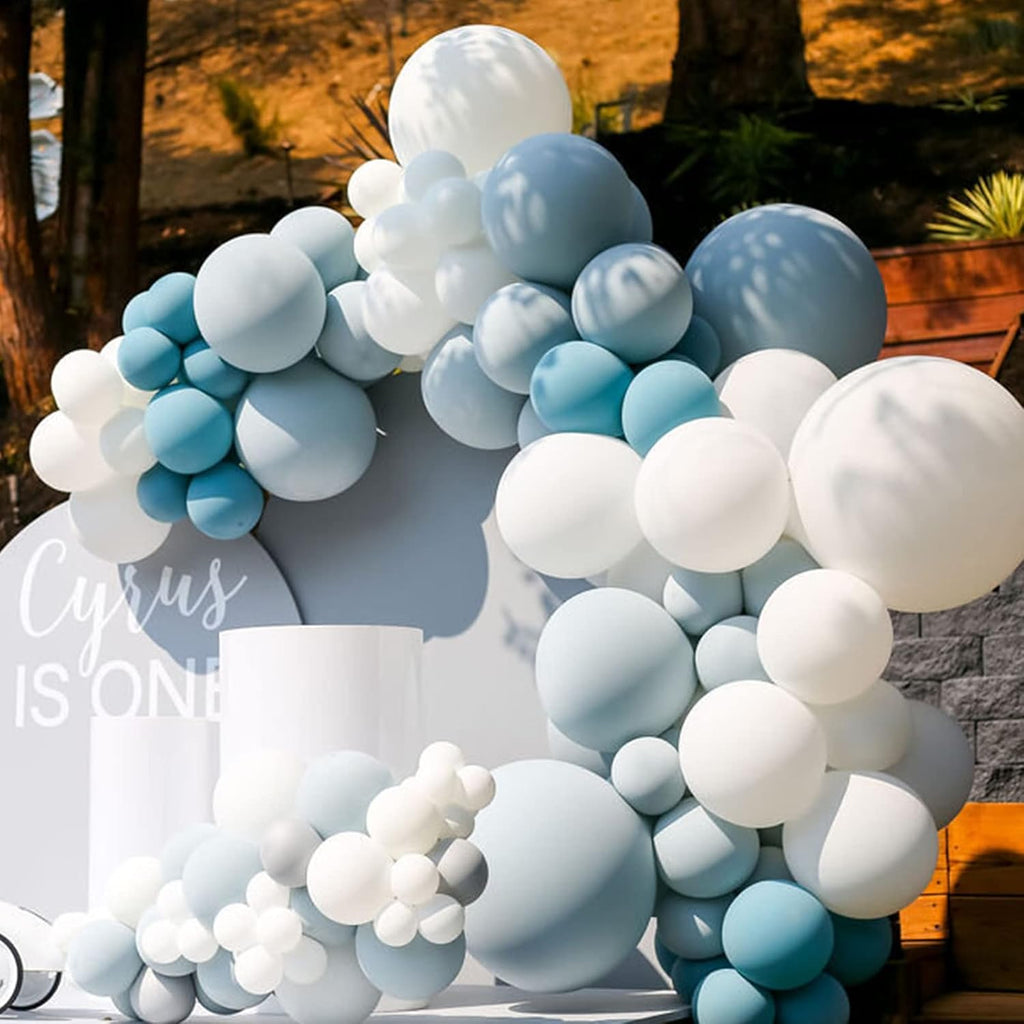 Voircoloria Dusty Blue Balloons - 130pcs in Various Sizes for Baby Showers, Weddings & Parties
