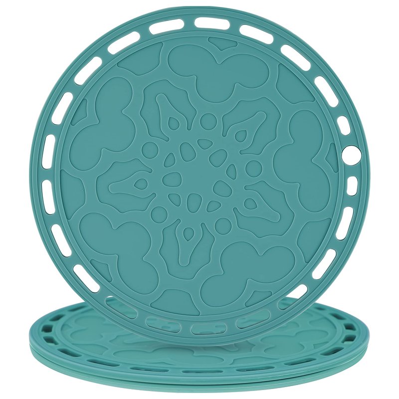 Smithcraft Teal Trivets Mats for Hot Pots and Pans, Big Round Silicone Pot Holder Hot Pads for Hot Dishes, Mats for Countertops, Tables, Spoon Rest Small Place Mats Set of 3