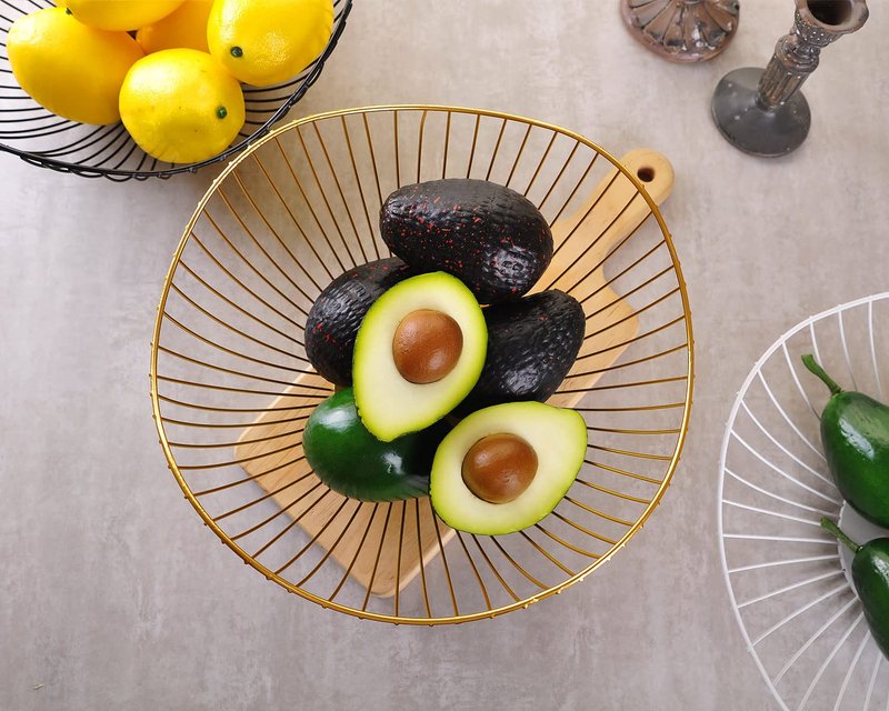 IBWell High Style Curved-Edge Modern Creative Stylish Single Tier Dish,Metal Iron Wire Fruit Vegetables Bread Decorative Stand Serving Bowls Basket Holder (Gold)