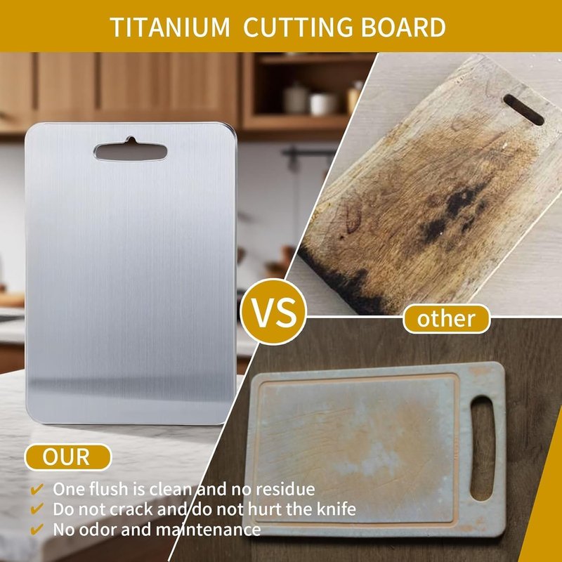 Titanium Cutting Boards - 2025 Upgrade 100% Pure Titanium Cutting Boards For Kitchen, 1 Pack Double-sided food-grade Cutting Board, Easy to Clean (18 * 12INCH)