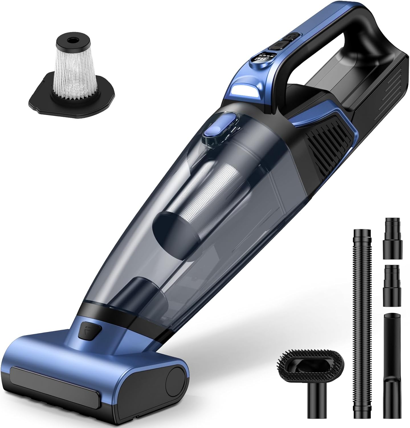 Skiennix Pet Hair Handheld Vacuum - 20000PA Cordless High Power Cleaner with Motorized Brush & LED Light | Rechargeable, Blue