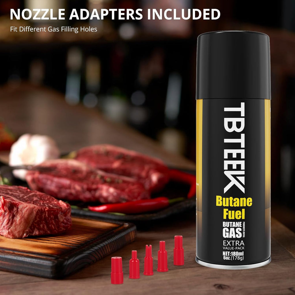 TBTeek Torch Lighter - Adjustable Flame Kitchen Torch with Butane Fuel Refill & Safety Lock | Ideal for Cooking, BBQ, Baking, DIY