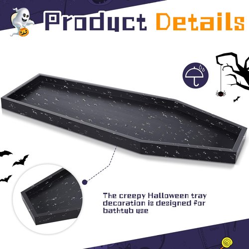 Mifoci 32'' Tall Halloween Charcuterie Board Coffin Tray Large Wooden Coffin Serving Tray Spooky Gothic Home Decoration Creepy Gothic Bathroom Accessories Dessert Tray (Black,Basic Style)