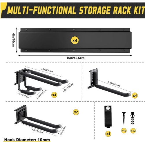 Heavy Duty Garage Tool Organizer by [Brand Name] - 64'' Wall Mount with 18 PCS Adjustable Hooks for Garden Tools
