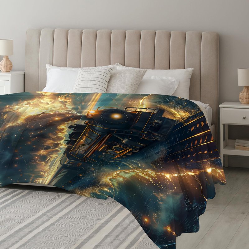 SKT T1 Train Blanket for Boys, A Fantastical Steam Trains Crossing The Ocean Flannel Blankets, Train Gifts for Men Women Adults, Decor Soft Plush Throw Blanket for Bed Couch Bedding 50"x40"