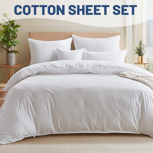 MEISHANG Extra Deep Pocket King Sheets - 600 Thread Count Sheets - Fits 18"-24" in Deep Mattress,100% Egyptian Cotton,Sateen Weave, Soft & Breathable - 4 Piece (King, White)