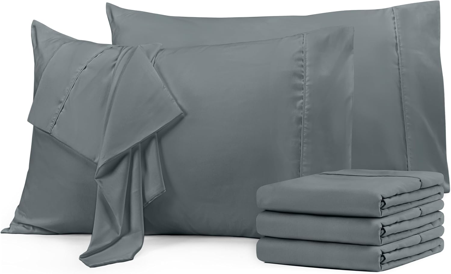 Utopia Bedding King Pillow Cases - Soft Brushed Microfiber - 6 Pack, Fade Resistant | 20 x 40 Inches, Grey