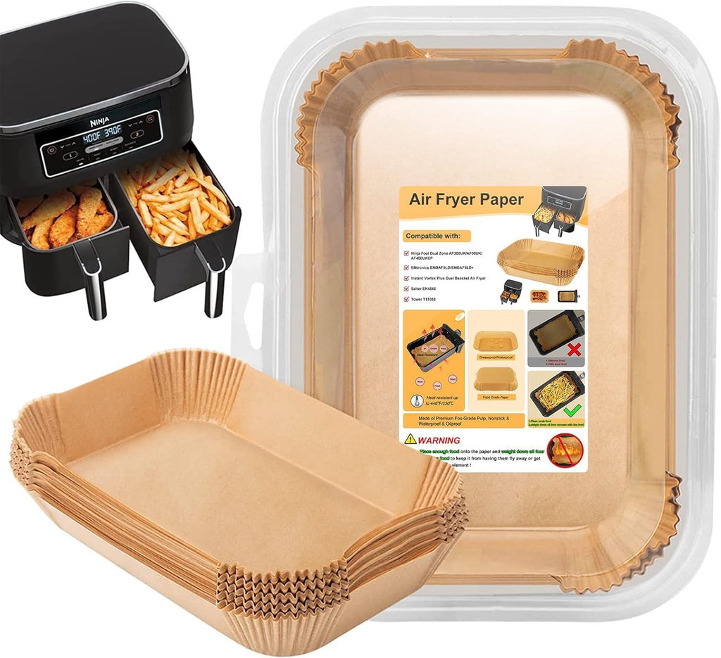 Ninja Air Fryer Liners - 100 Pcs Non-Stick Disposable Parchment Paper | Oil-Proof, 22x14.5cm