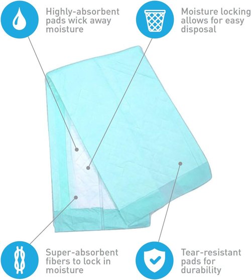 Buddies Extra Large Disposable Chux Pads - Waterproof Overnight Underpad for Seniors & Pets | 35.5 x 35.5 Inch