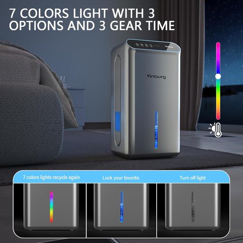Dehumidifier - Skiennix 1000 Sq.Ft Quiet Home Dehumidifier with Auto Shut Off & Aromatherapy | Light Silver