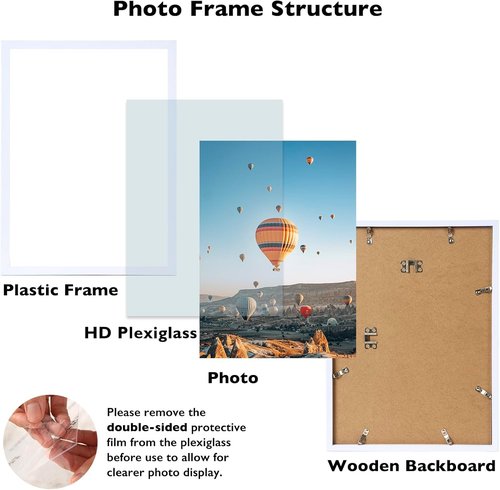 JCJMY 12x14 Picture Frame - White Wall Mount Frame for Horizontal or Vertical Display