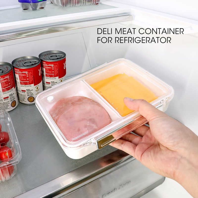 AIEVE Deli Meat Container for Fridge,Ham and Cheese Storage Box with Clear Lid & Silicone Seal, Lunch Meat Organizer for Refrigerator to Keep Food Fresh, 8.86" Length
