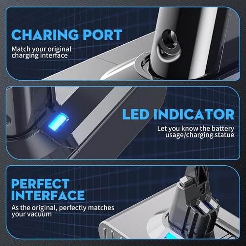 Dyson Replacement Battery - 21.6V 7000mAh for V8 SV10 Absolute/Animal/Motorhead | Li-ion Power & Filters