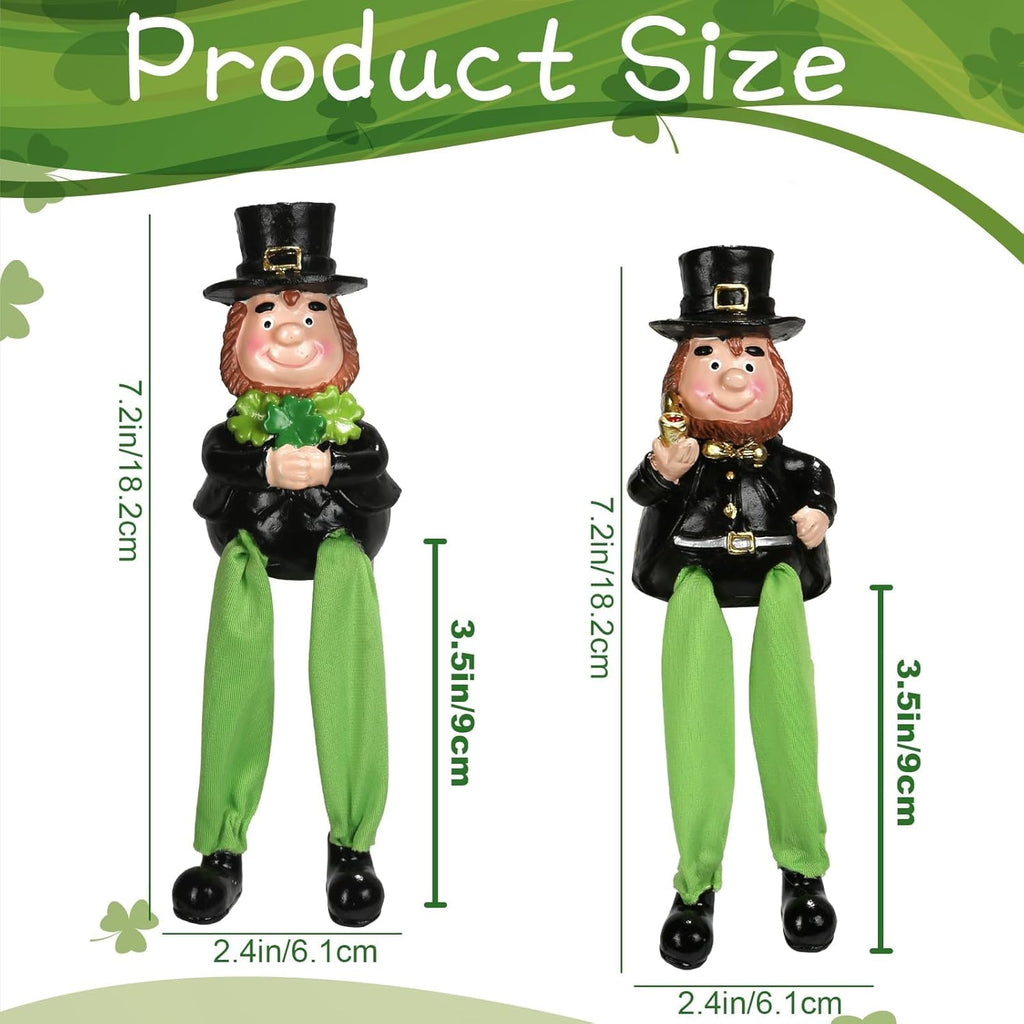 SYNCVIBE St. Patrick's Day Decorations - Set of 2 Resin Leprechaun Figurines for Lucky Home Decor