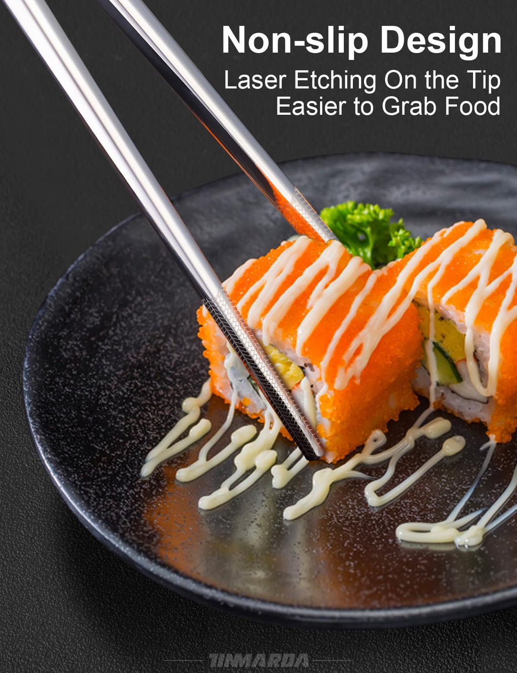 TINMARDA Metal Chopsticks Reusable 5 Pairs Stainless Steel Chopsticks Dishwasher Safe Square Lightweight Non-Slip Chop Sticks Present Set (Silver)