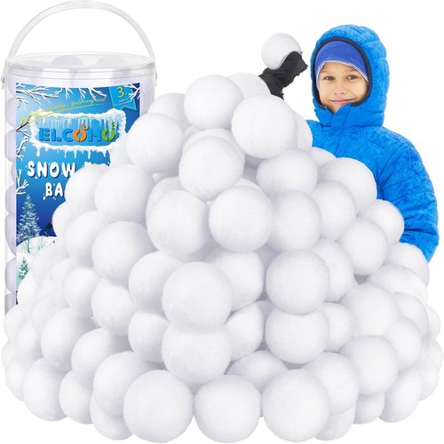 Elcoho 200 Pieces Fake Snowballs - 2 Inch Artificial Snow for Winter Party Games Indoors