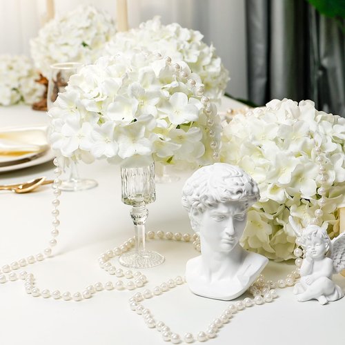 Auihiay 12pcs Flower Balls for Centerpieces, White Hydrangea Wedding Flower Balls for Centerpieces, Faux Hydrangeas Floral Arrangements Bouquet for Table, Home, Wedding Decoration