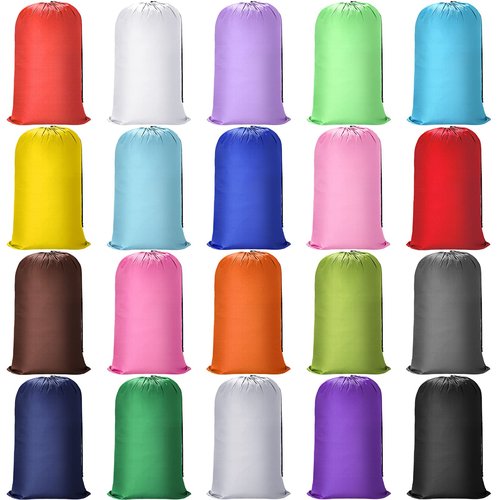 20 Pcs Laundry Bag Washable Travel Laundry Bags with Drawstring Lock Closure Large Heavy Duty for Camping Tent Blankets Dirty Clothes Yarn Fabric Storage, Multi Use