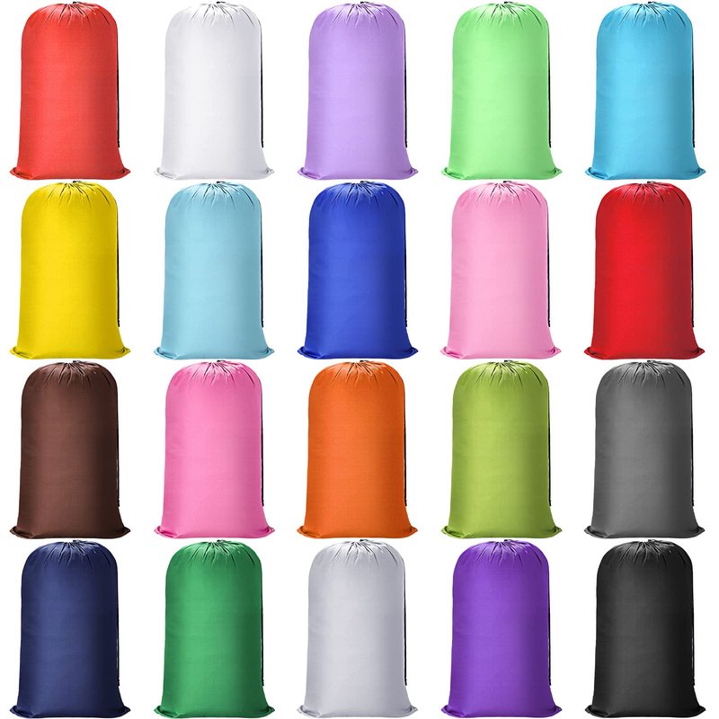Nuogo 20 Pcs Laundry Bag Washable Travel Laundry Bags with Drawstring Lock Closure Large Heavy Duty for Camping Tent Blankets Dirty Clothes Yarn Fabric Storage, 38 x 24 Inches