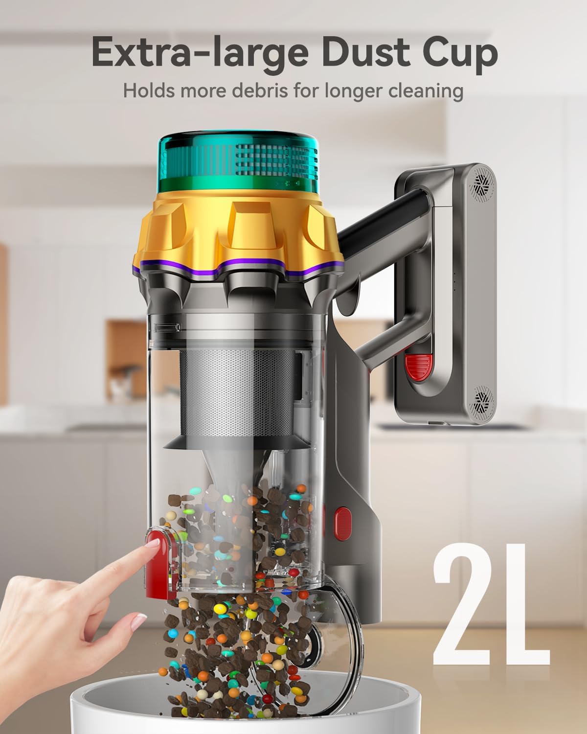 Skiennix Cordless Vacuum Cleaner - 55KPA Suction Power, 65 Mins Runtime, Anti-Tangle Brush, Purple