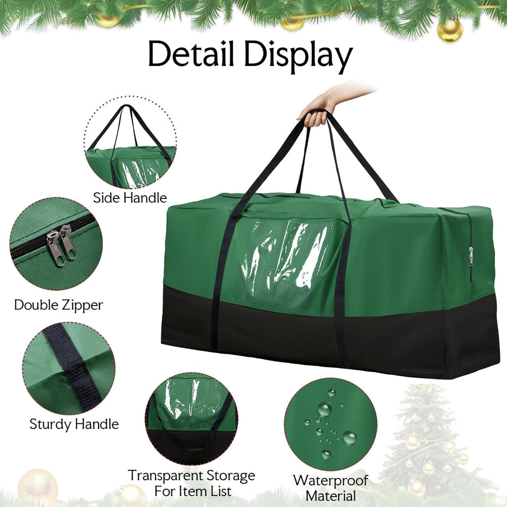 Skiennix Christmas Tree Storage Bag - Fits Up to 10 Ft Tall Trees | Heavy Duty 600D Oxford Material, Dampproof Design with Reinforced Handles & Dual Zipper