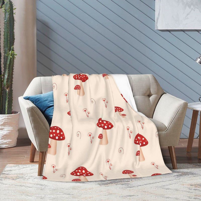 remzoke Mushroom Blanket for Girl Women Soft Warm Red Mushroom Stuff Decor Fleece Throw Blanket Plush Cozy Mushroom Lightweight Flannel Gifts Blankets for Adults Kids 80''X60''