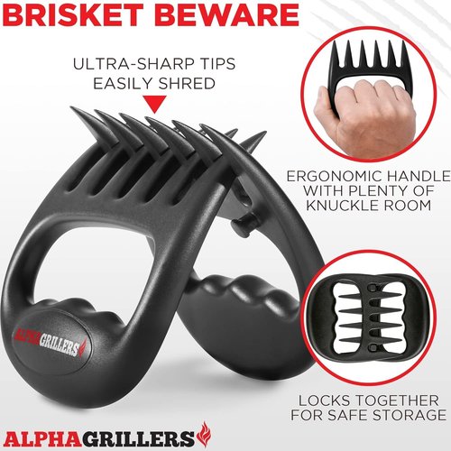 Alpha Grillers Instant Read Meat Thermometer - Perfect for Cooking, Grilling & BBQ | Includes Meat Shredder Claws