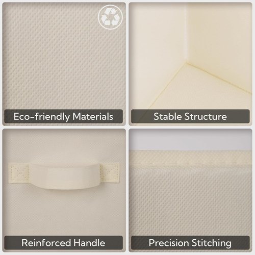 Granny Says Cube Storage Bins - Foldable 13x13 Fabric Organizers with Handles | Beige 6-Pack