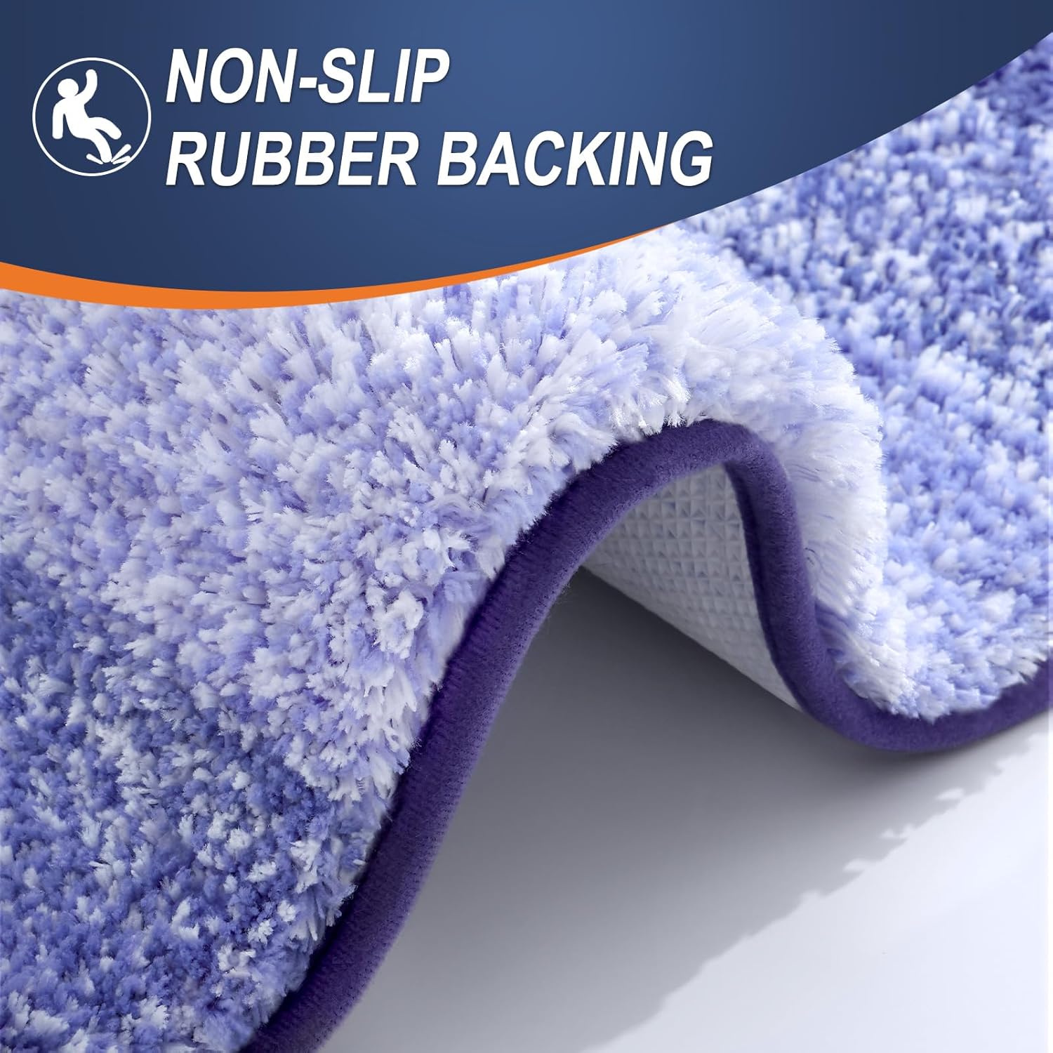 OLANLY Bathroom Runner Rugs - Extra Soft Microfiber Mat 44x24 | Quick Dry, Washable, Rubber Backing - Blue-Violet