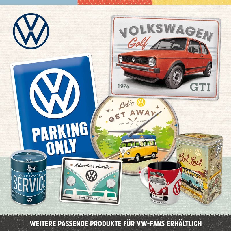 Nostalgic-Art Retro coffee tin box, 44 oz, VW Bulli – Let's Get Lost – VW Bus Gift idea, Official License Product (OLP), metal clip top can, vintage design