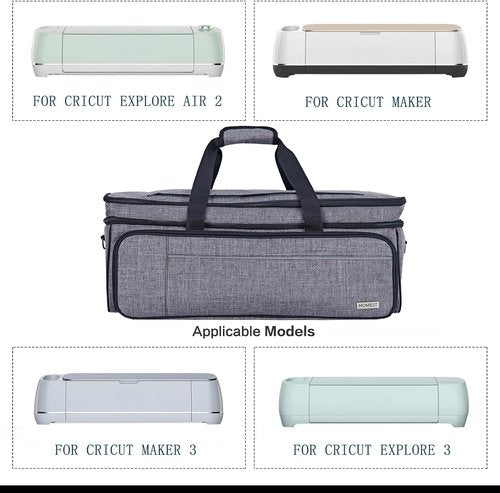 HOMEST Double Layer Carrying Case - Mat Pocket for Cricut Maker 4 & Explore 4 | Grey with Multi Front Pockets