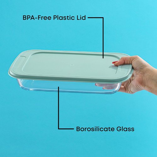 JoyJolt 8-Piece Borosilicate Glass Baking Dish Set - Deep Rectangle Dishes with Sage Green Lids for Casseroles & Lasagna