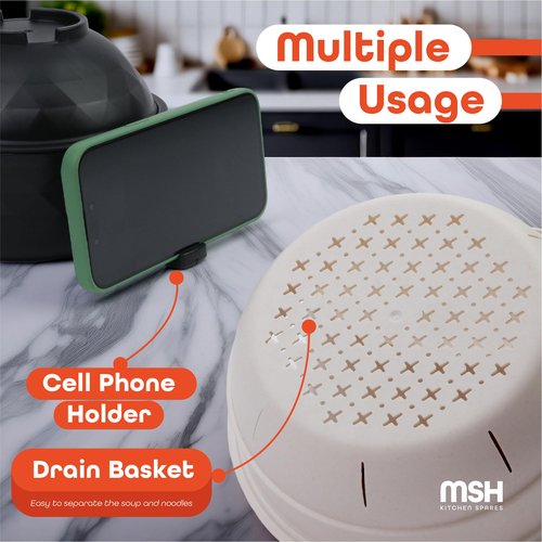 Ramen Bowl Microwavable, 2 Sets Microwave Noodle Bowl With Strainer, Ramen Noodle Cooker Microwave, Wheat Fiber Set With Chopsticks Spoon& Fork, Dorm Room Essentials (Black & Beige)