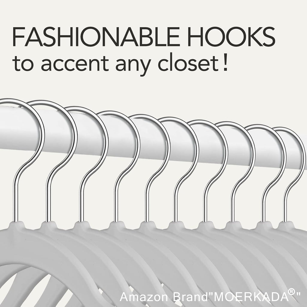 Ultra-Thin Plastic Clothes Hangers by [Brand Name] - Space-Saving Non-Slip Design | 50 Pack, 17.7 Inch, Grey