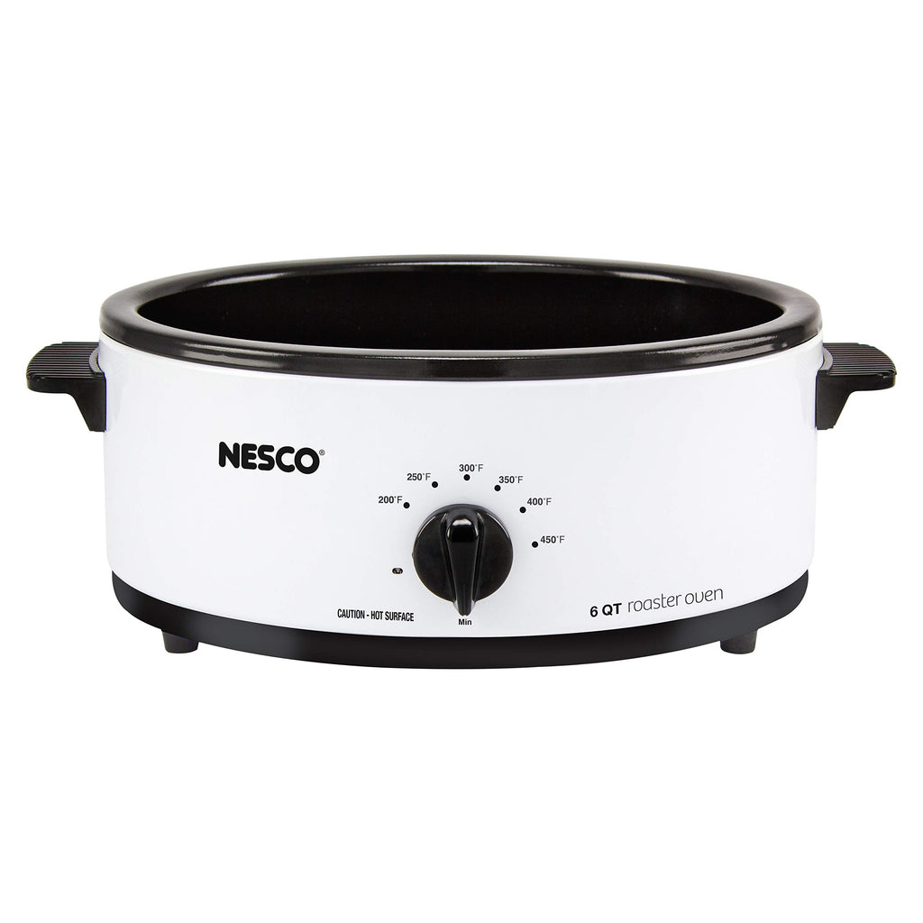 Nesco 6 Qt. Porcelain Coated Steel Roaster Oven, White, 4816-14