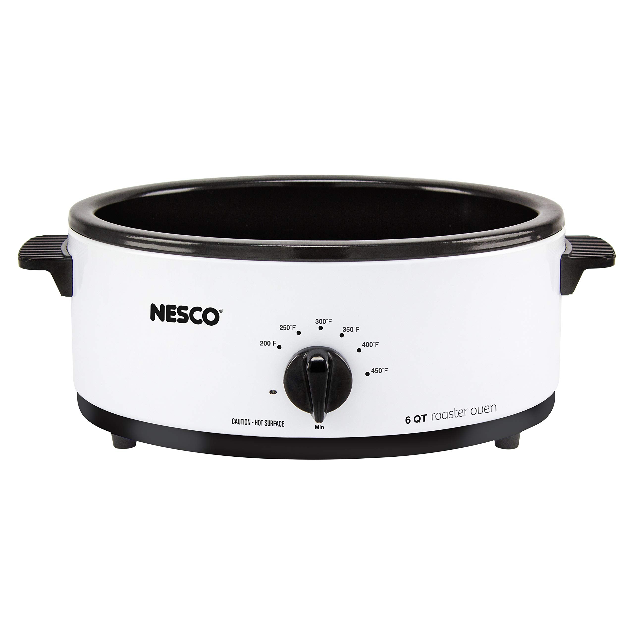 Nesco 6 Qt. Porcelain Coated Steel Roaster Oven, White, 4816-14