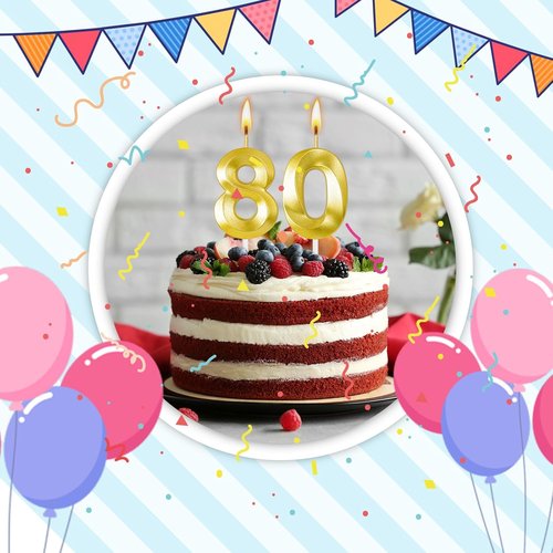 80th Birthday Candles - Elegant Cake Toppers for Him & Her | Perfect Party Decorations