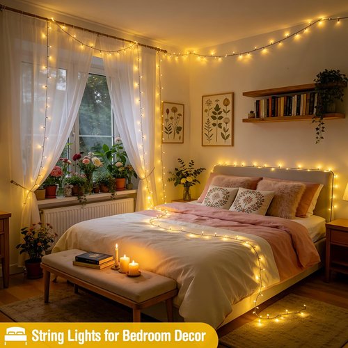 JMEXSUSS 66ft 200 LED Christmas Lights - Warm White Twinkle String Lights for Indoor/Outdoor Decor