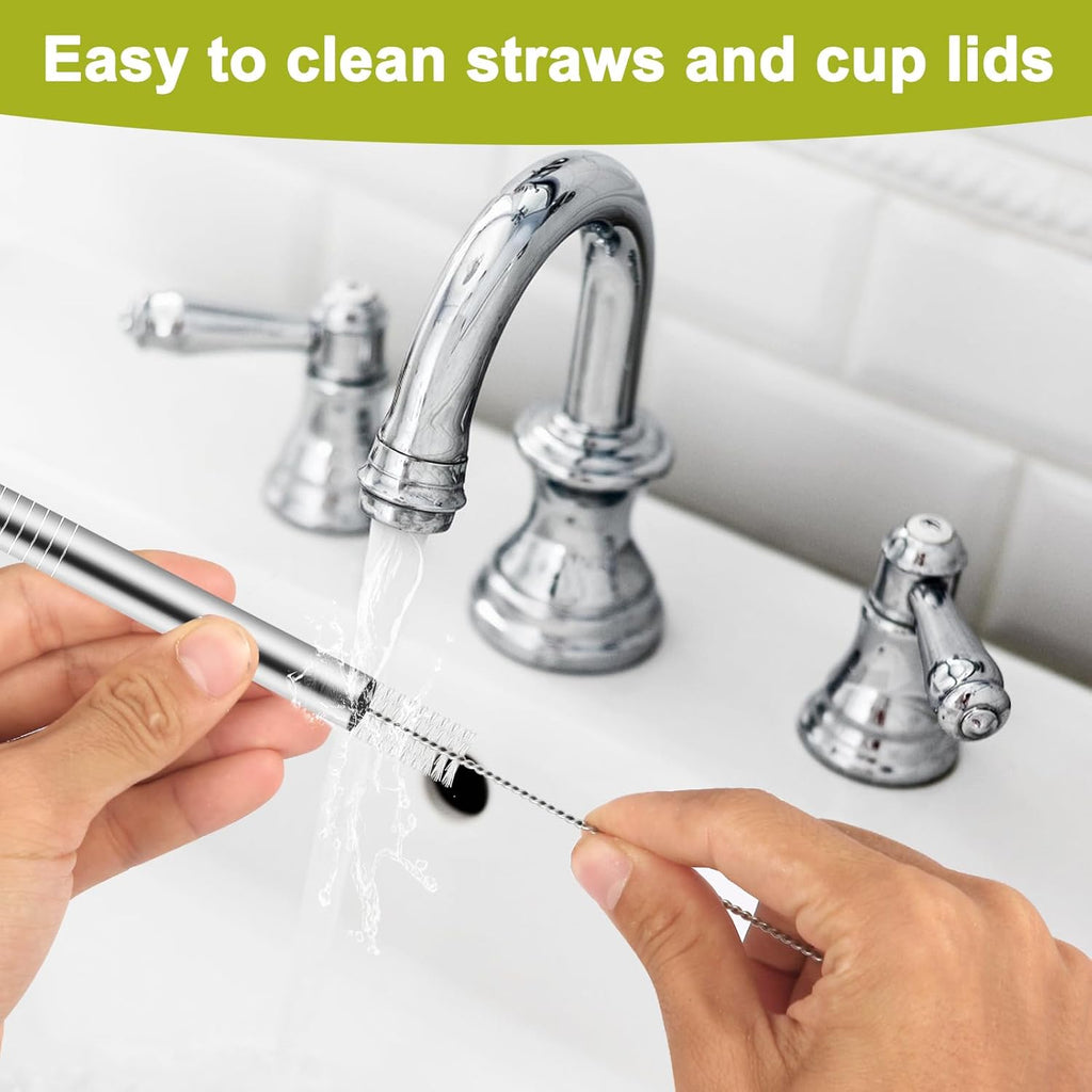 Owala | 6Pcs Metal Straw Replacement Set - Reusable Stainless Steel Straws with 2 Cleaners for 30oz Bottles