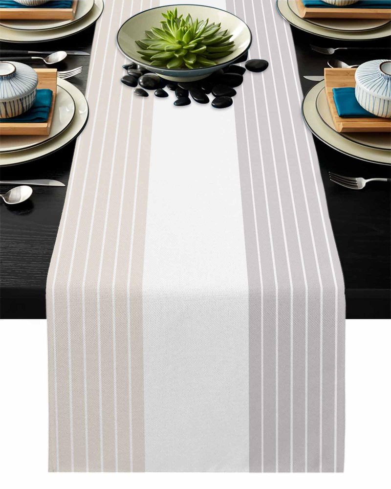Geometric Table Runner Dresser Scarf 18x72inch Linen Burlap Table Runners Non-Slip Heat Resistant Cloth Placemat Home Decor for Wedding Banquet Decoration - Ethnic Stripes Modern Art