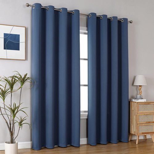 ChrisDowa Blackout Curtains - Thermal Insulated Grommet Room Darkening Panels | Stone Blue, 52 x 108 Inch